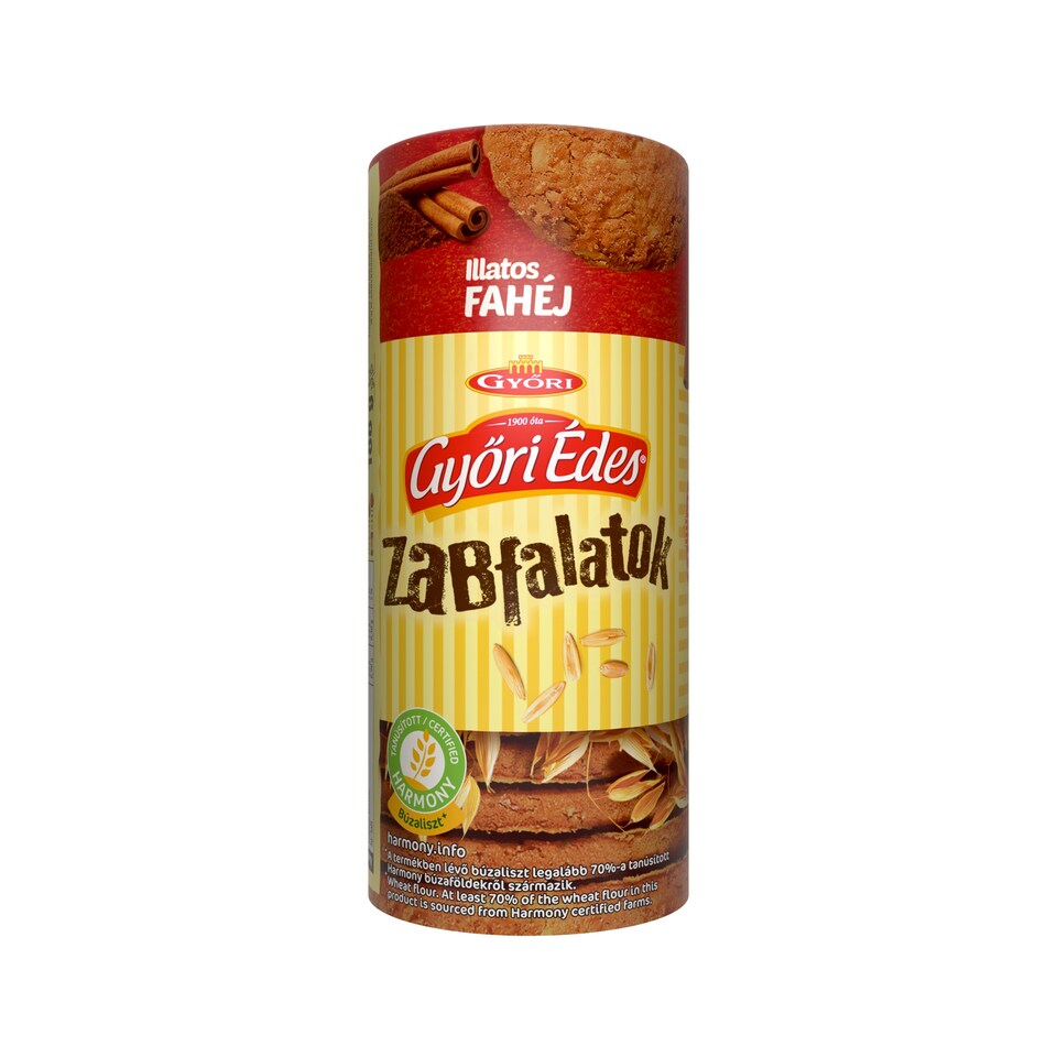 Győri Édes Zabfalatok fahéjas, zabpelyhes, omlós keksz 188 g