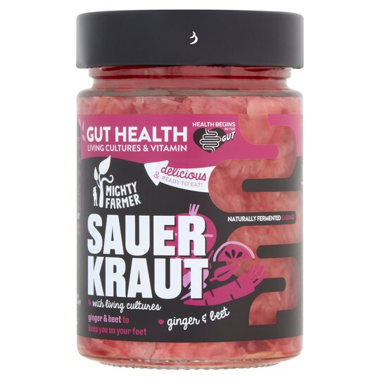 Mighty Farmer Sauerkraut Ginger And Beetroot 320G Tesco Groceries