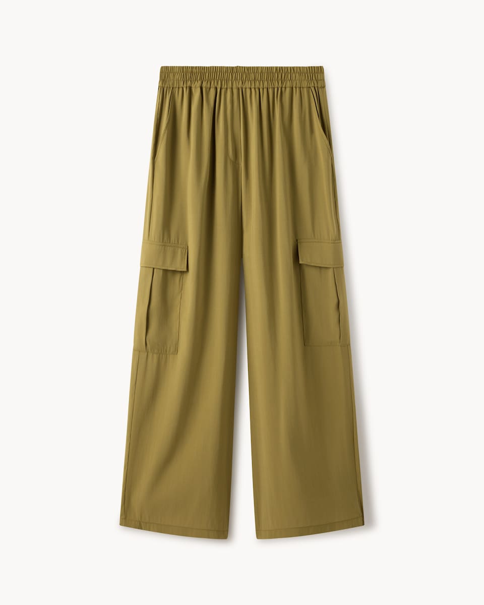image 1 of F&F Modal Rich Wide Leg Cargo Trousers in Olive
