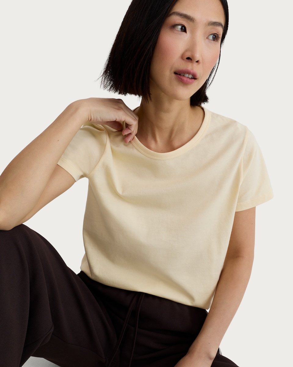 image 1 of F&F Pure Cotton Short Sleeved T-Shirt in Yellow