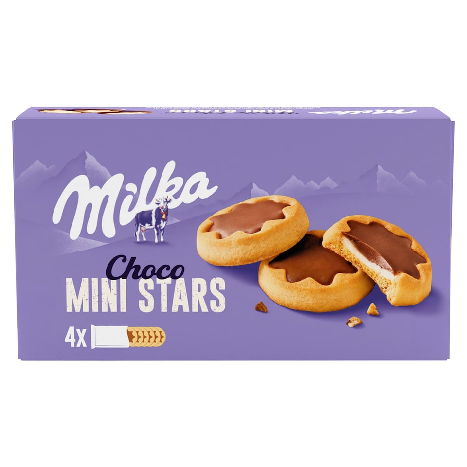 Milka sušenky Choco Mini Stars mléčná náplň a čokoláda 150g
