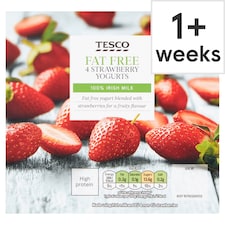 Tesco Fat Free Strawberry Yogurts 4X125g