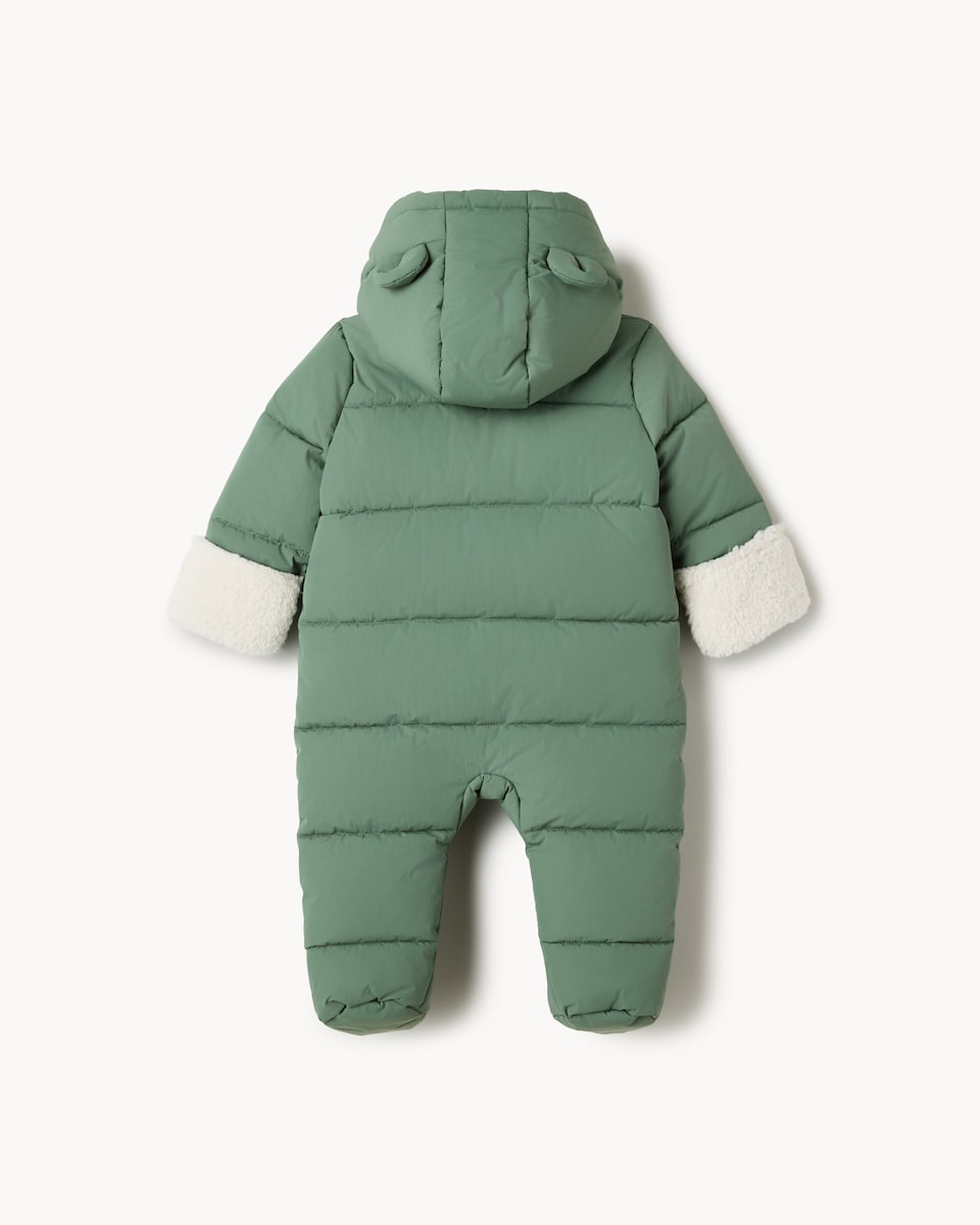image 1 of F&F Baby Hooded Padded Pramsuit in Green