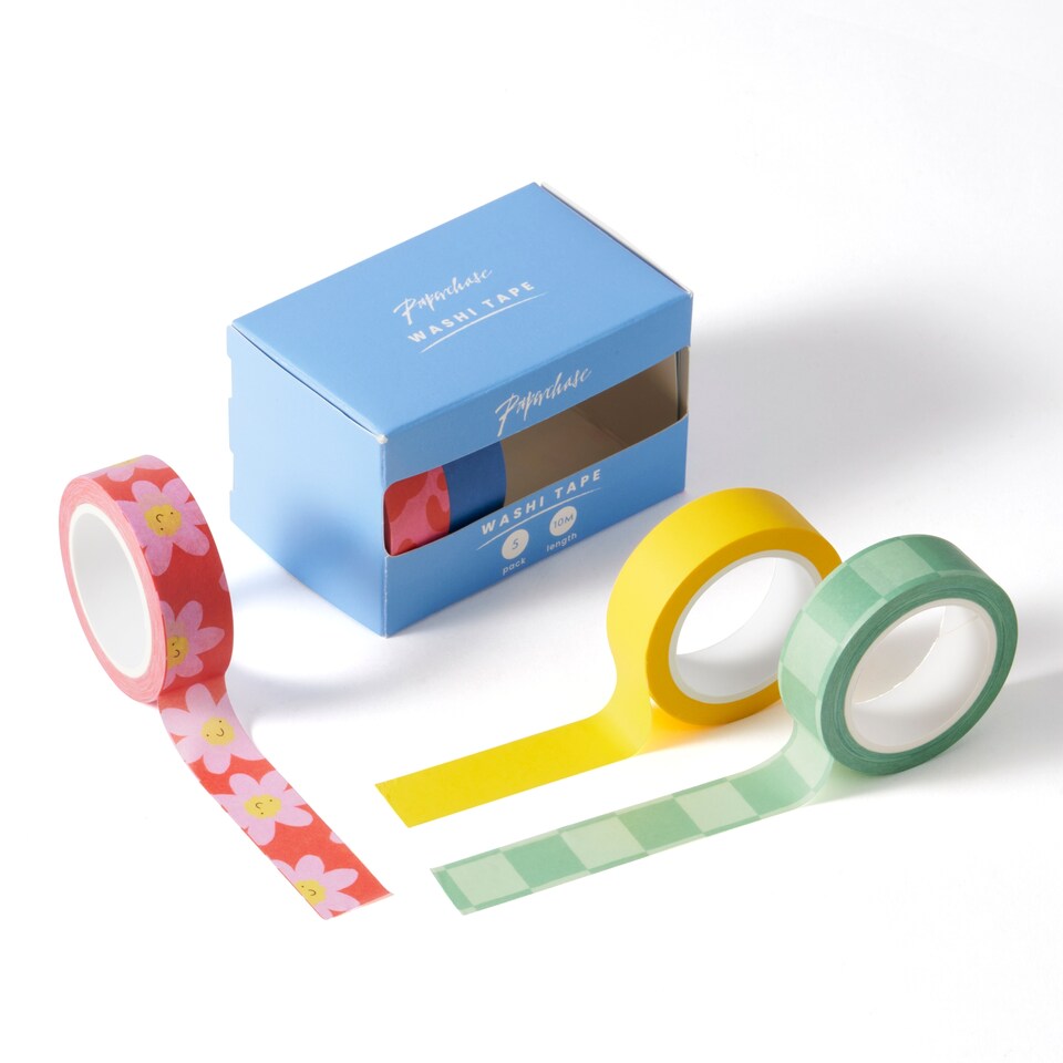image 1 of Paperchase Retro Doodle Set of 5 Washi Tapes
