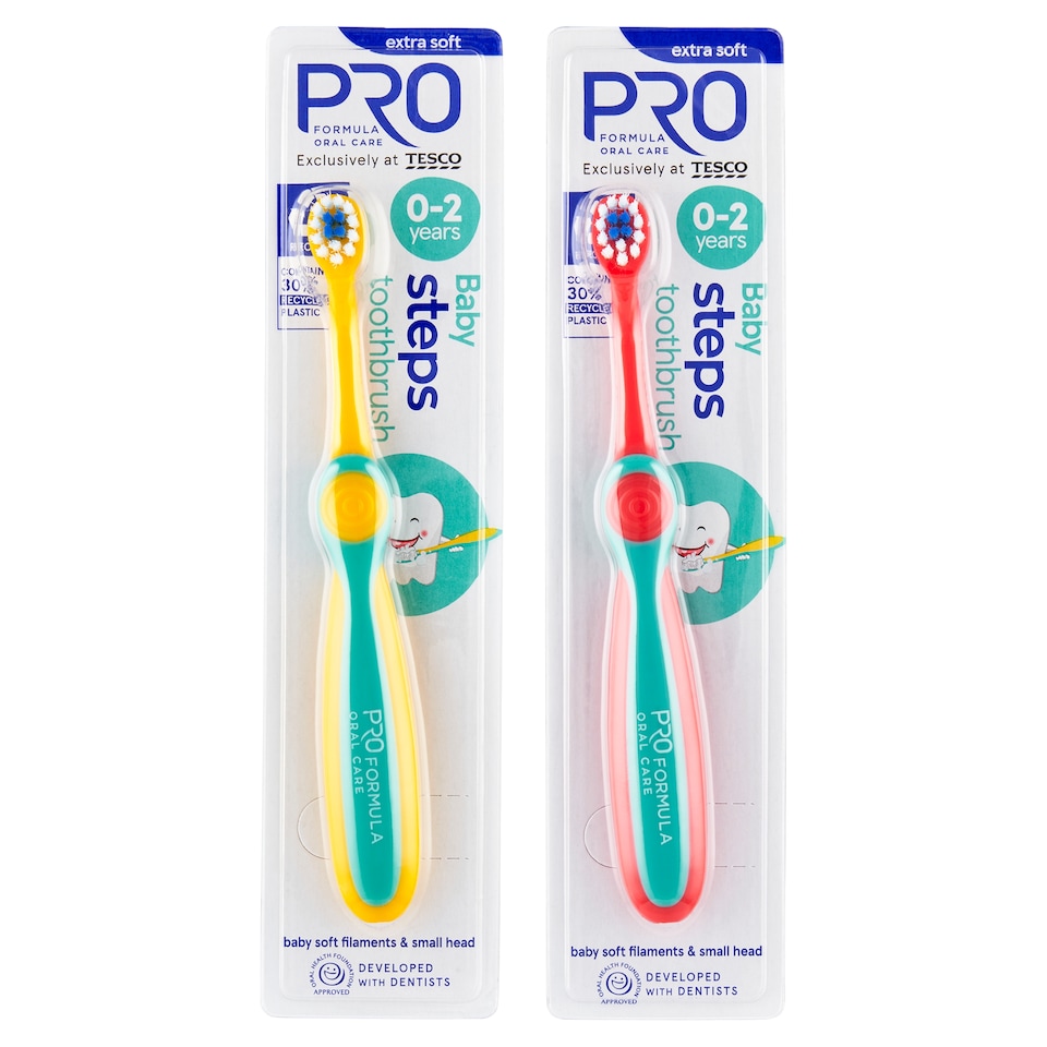 image 1 of Tesco Pro Formula Baby Steps Extra Soft Toothbrush 0-2 Years