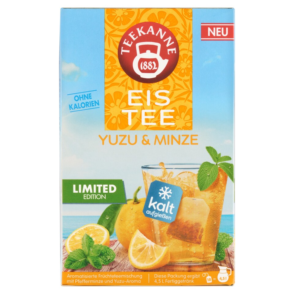 image 1 of Teekanne Eistee Fruit-Herbal Tea with Mint and Yuzu Aroma 18 x 2.5 g (45 g)