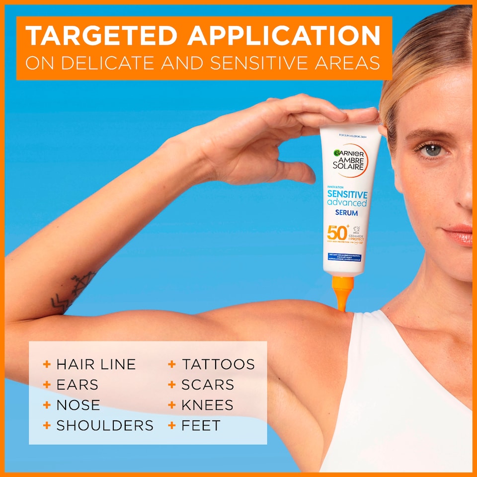image 1 of Garnier Ambre Solaire Sensitive Advanced Serum Face & Body Spf 50 125Ml