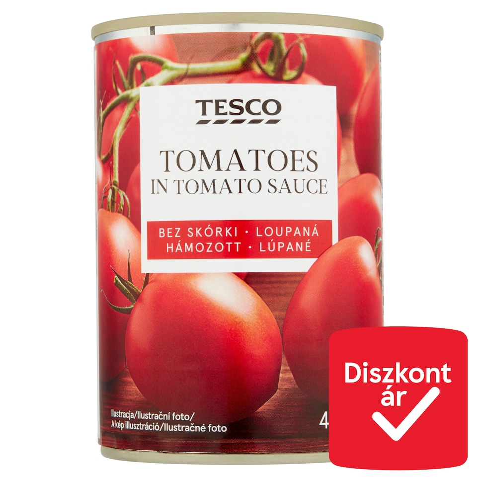 Tesco hámozott, egész paradicsom paradicsomszószban 400 g