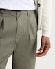 image 2 of The F&F Edit Cotton Rich Double Pleated Chino Trousers in Khaki