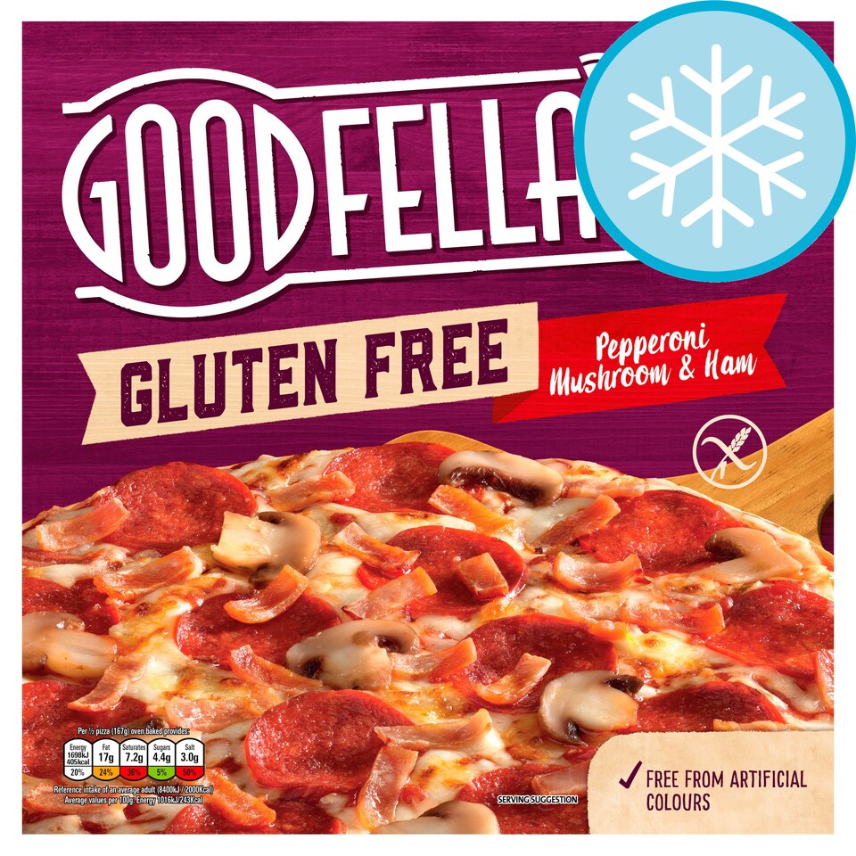G/Fella Gluten Free Pepperoni Mushroom And Ham Pizza 349G