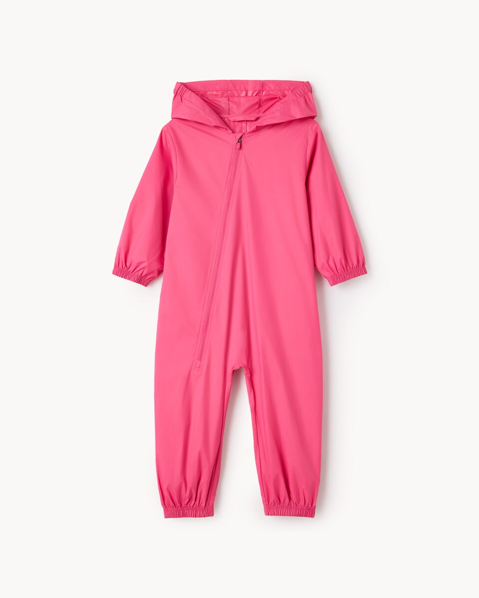 image 1 of F&F School Unisex Zip Up Puddlesuit in Pink