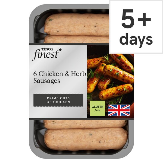 Tesco Finest 6 Chicken & Herb Sausages 360G Tesco Groceries