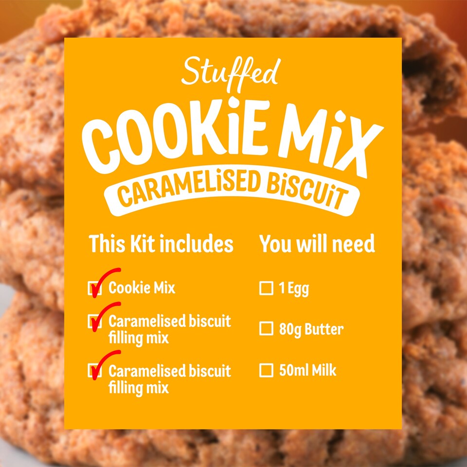 image 1 of Dr. Oetker Stuffed Cookie Mix Caramelised Biscuit 305g