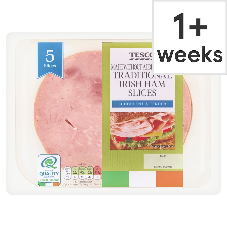 Tesco Made Without Added Nitrites Traditional Irish Ham Slices 100g