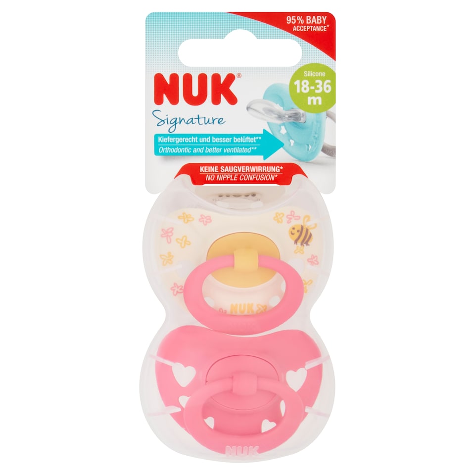 NUK Signature Soother 18-36M Pink 2pack