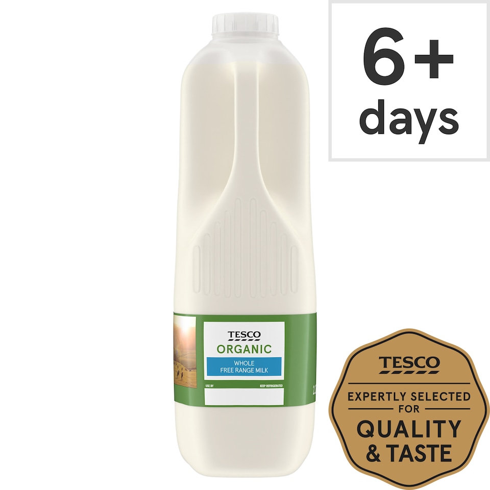 Tesco Organic British Whole Milk 2.272L/4 Pints