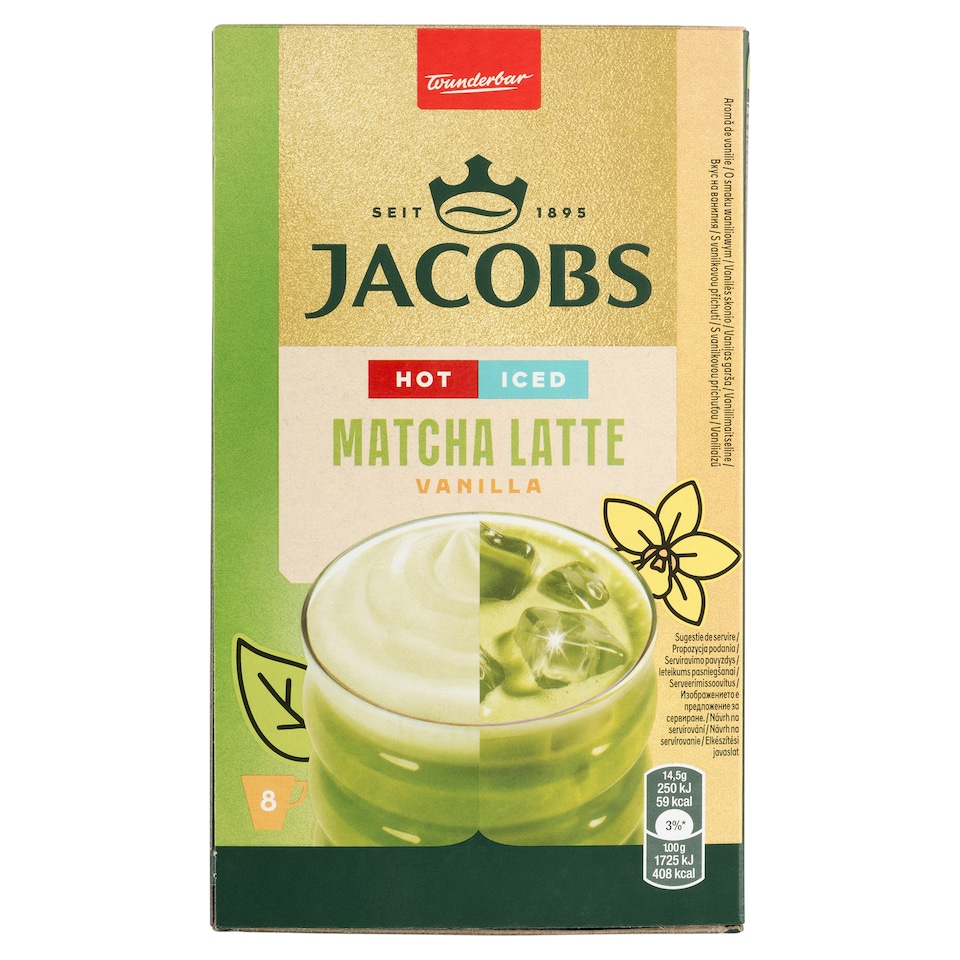 image 1 of Jacobs Matcha Latte Vanilla Instant Drink 8 x 14.5 g (116 g)