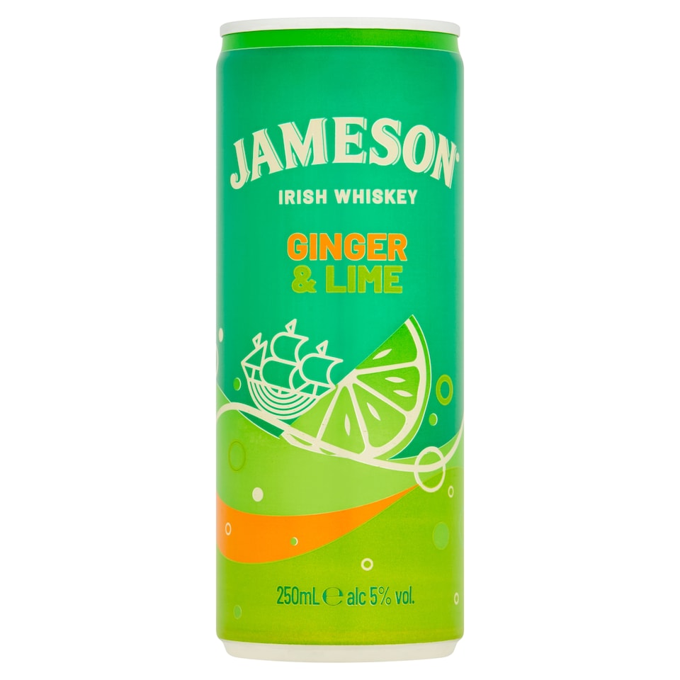 Jameson Triple Distilled Irish Whiskey Ginger Ale & Lime 250ml