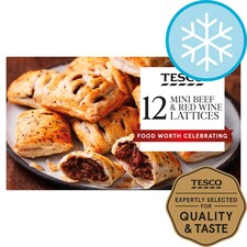 Tesco 12 Beef & Red Wine Lattices 360G