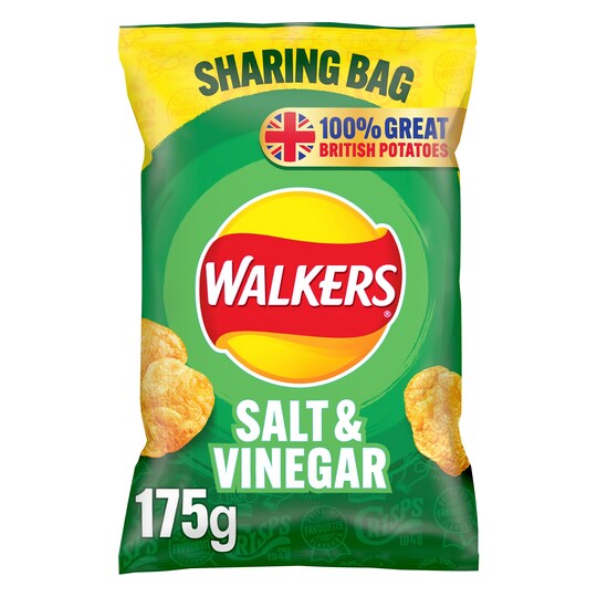 Walkers Salt & Vinegar Sharing Bag Crisps 175G Tesco Groceries