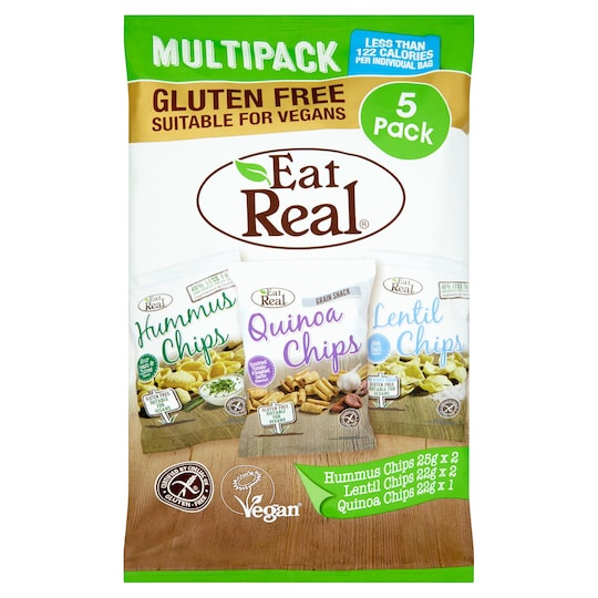 Eat Real Hummus Lentil, Quinoa Chips 5 Pack 116G Tesco Groceries