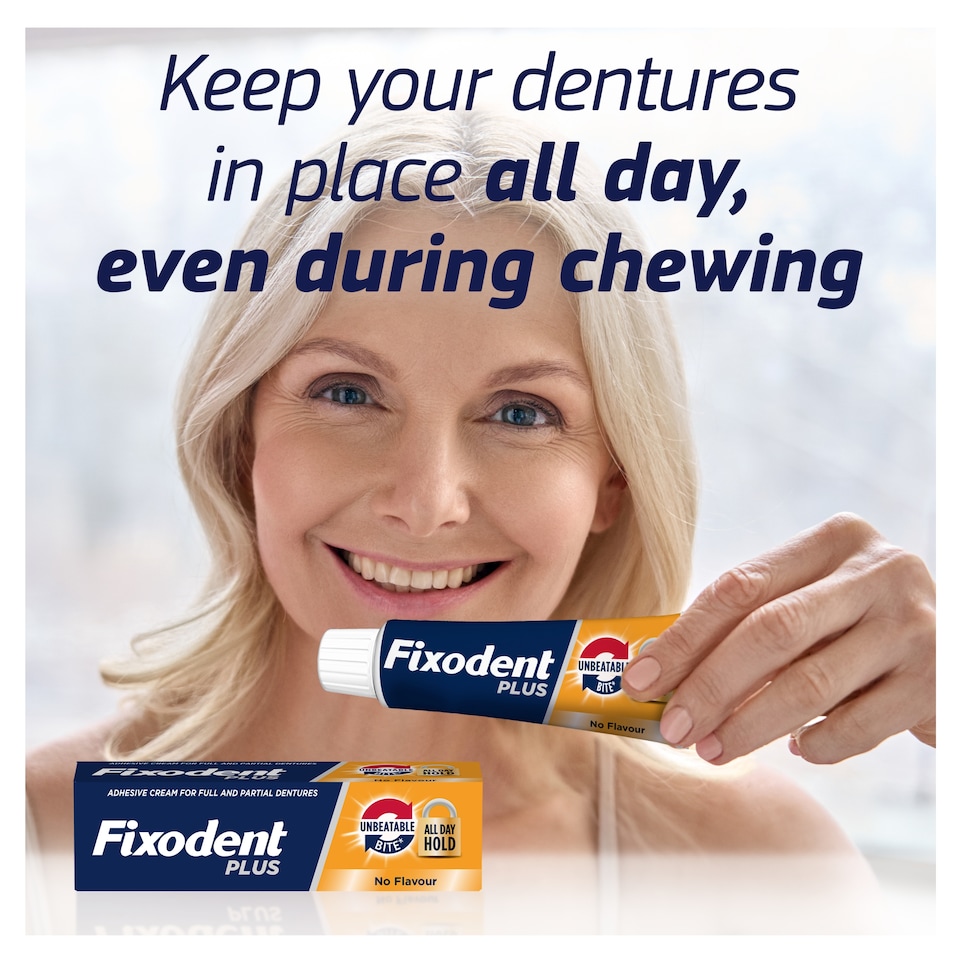 image 1 of Fixodent Plus Unbeatable Bite Denture Adhesive 40g