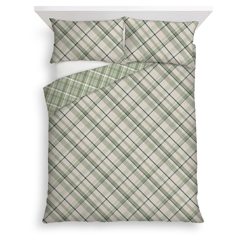 F&F Home Bedding Green Check Duvet Set Double
