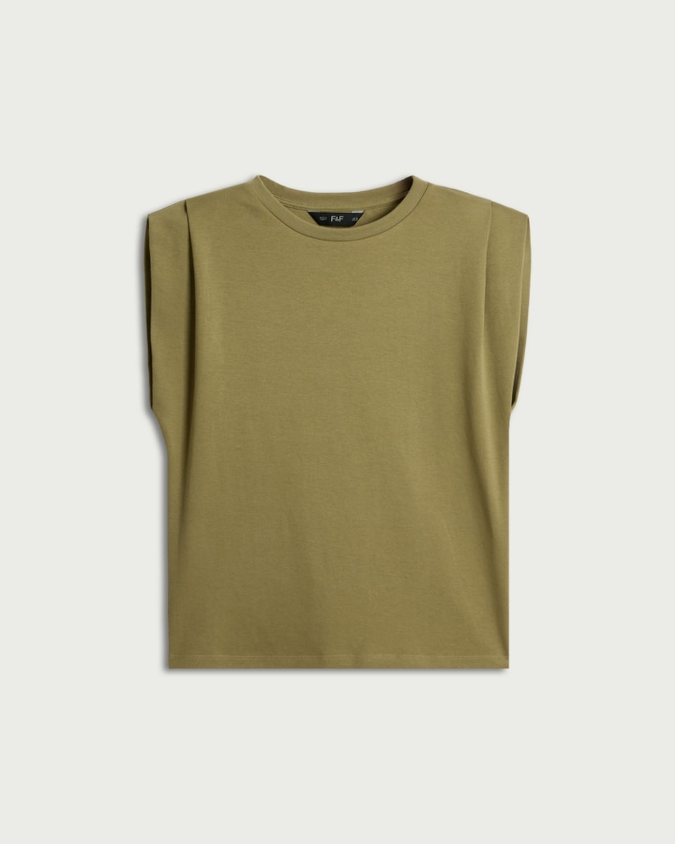 image 1 of F&F Pure Cotton Sleeveless Top in Olive