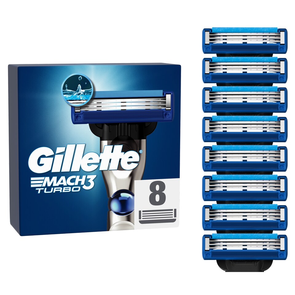 Gillette Mach3 Turbo Borotvabetétek Férfi Borotvához, 8 db Borotvabetét
