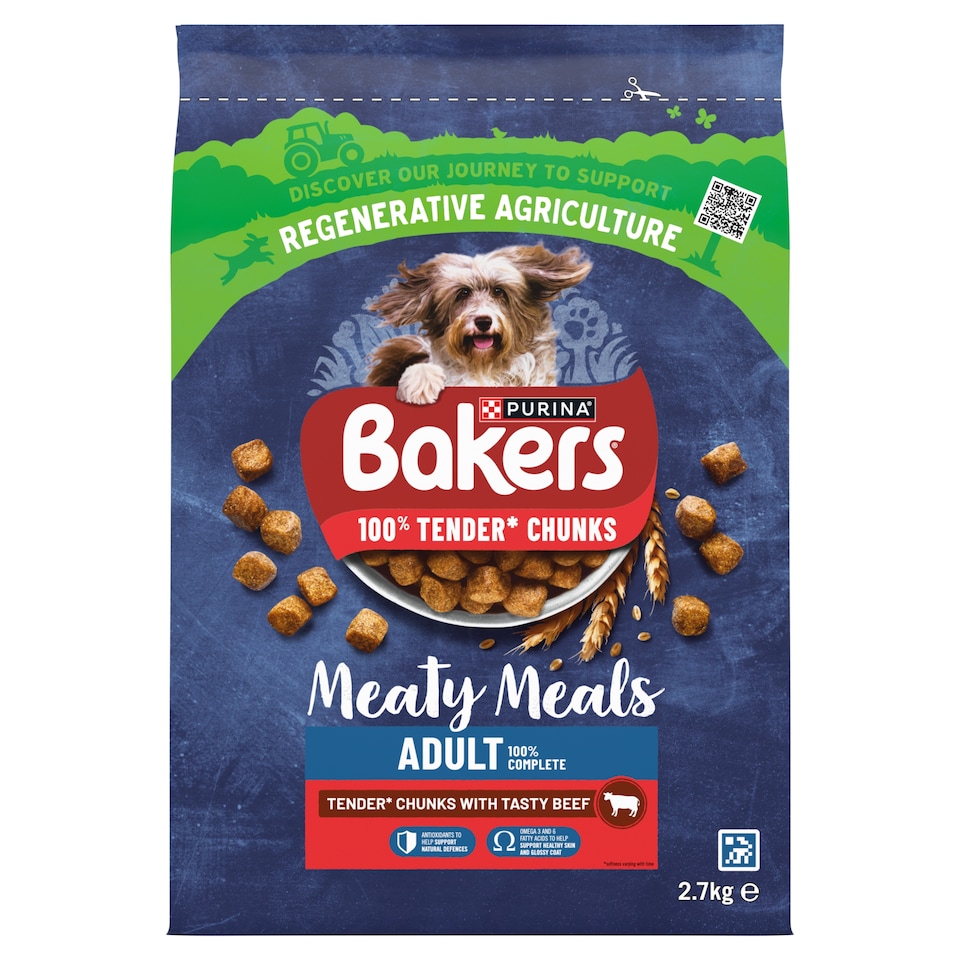image 1 of Bakers Meaty Meals Adult Dry Dog Food Beef 2.7kg