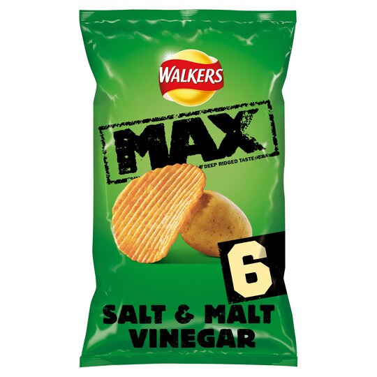 Walkers Max Salt & Vinegar Crisps 6x27g Tesco Groceries
