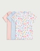 image 1 of F&F Baby 3-Pack Pure Cotton Ribbed Floral Print T-Shirts in Pink