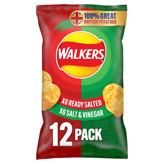 image 1 of Walkers Variety Ready Salted &Vngr Crisps 12X25g