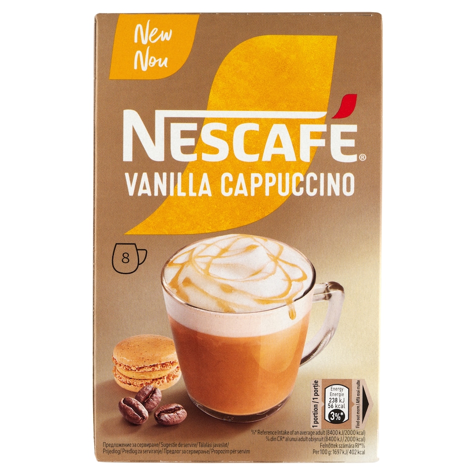 image 1 of NESCAFÉ Cappuccino Vanilla Flavoured Instant Coffee Speciality 8 x 14 g (112 g)