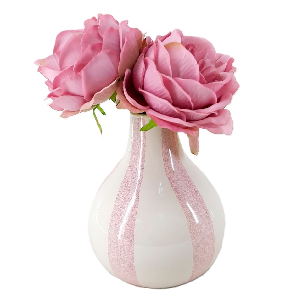 Bayswood Valentines Stripe Vase with Faux Flowers