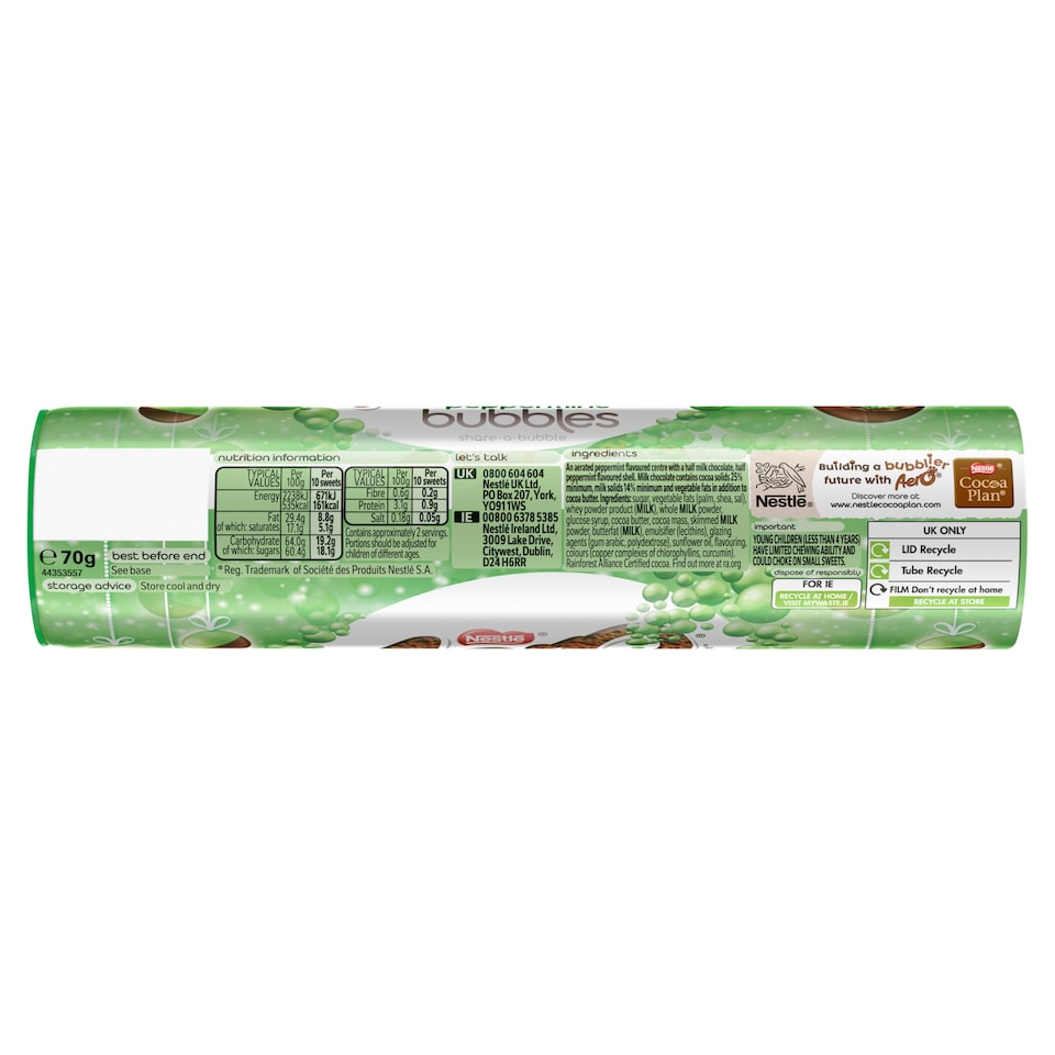 image 1 of Aero Peppermint Bubbles Giant Tube 70G