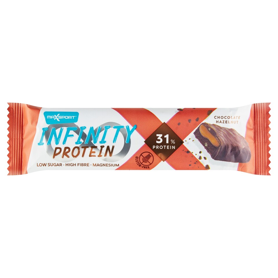 MaxSport Infinity Protein proteinová tyčinka s karamelovým přípravkem a lískovými oříšky 55g