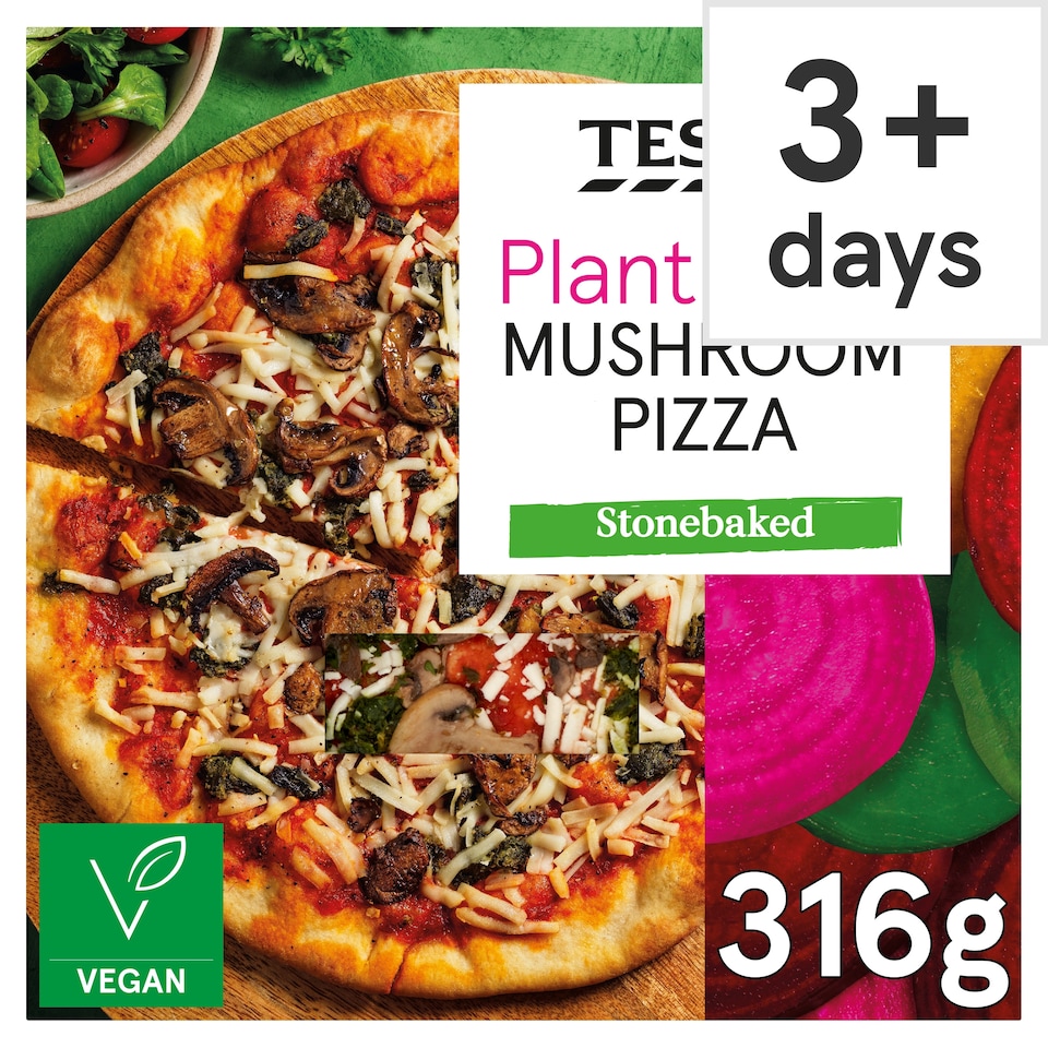 Tesco Plant Chef Stonebaked Mushroom Pizza 316g