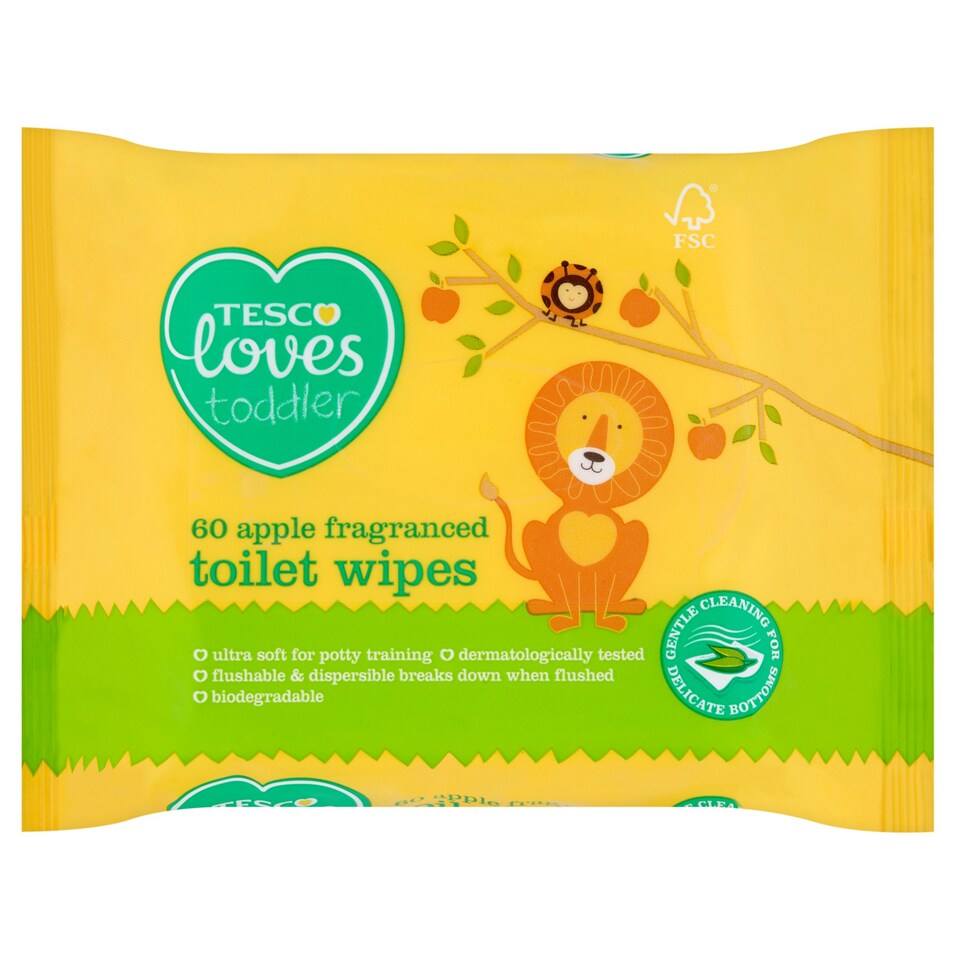 Tesco Loves Toddler Apple Fragrance Toilet Wipes 60 Pack