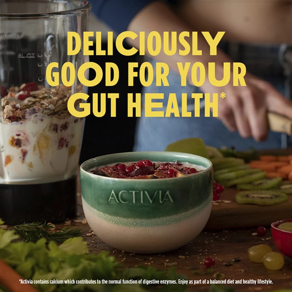 image 1 of Activia Raspberry No Added Sugar No Fat Gut Health Yoghurt 4x115g