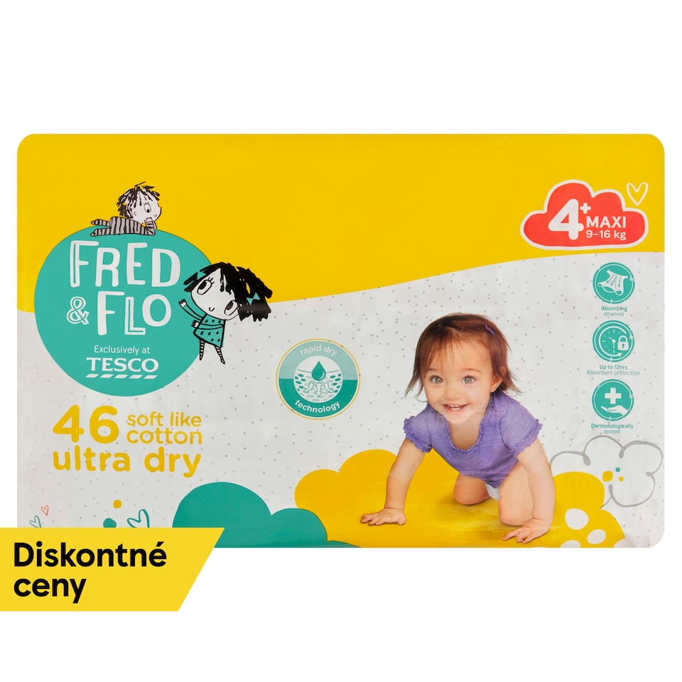 image 1 of Fred & Flo Ultra Dry Nappies Maxi 4+ 9-16 kg 46 pcs