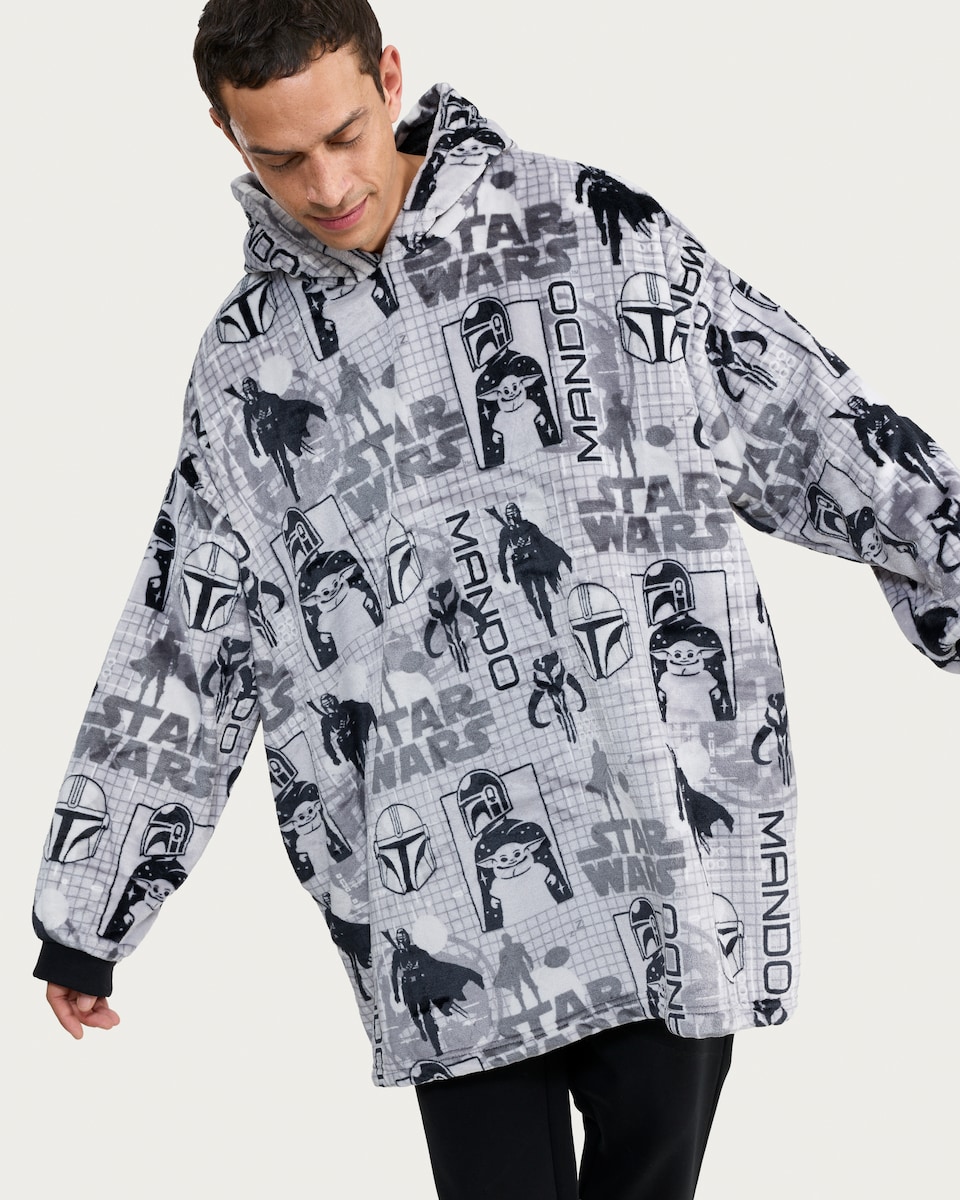 image 1 of Star Wars Mandalorian Fleece Hoodie in Grey