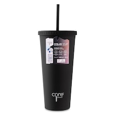 Core Kitchen Black Tall Straw Water Bottle Cup 650 mL 