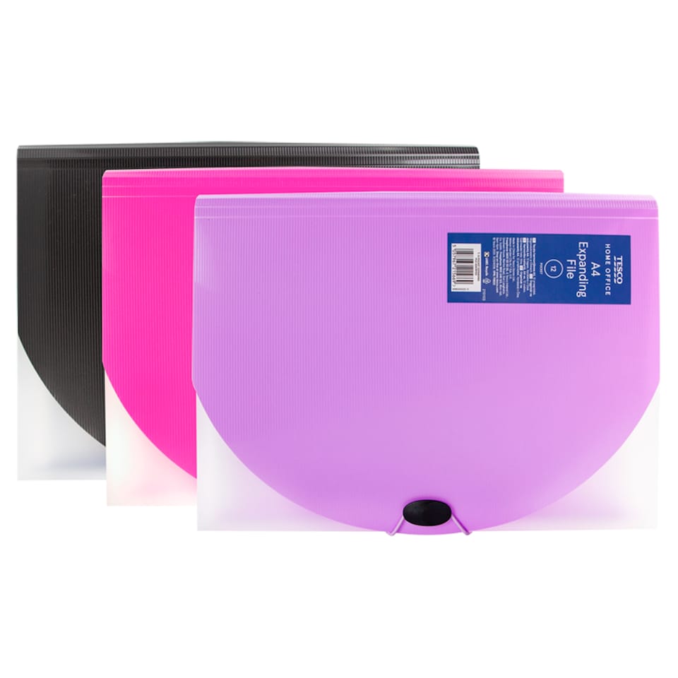 Tesco 12 Pocket Expanding File Asst-Replenish