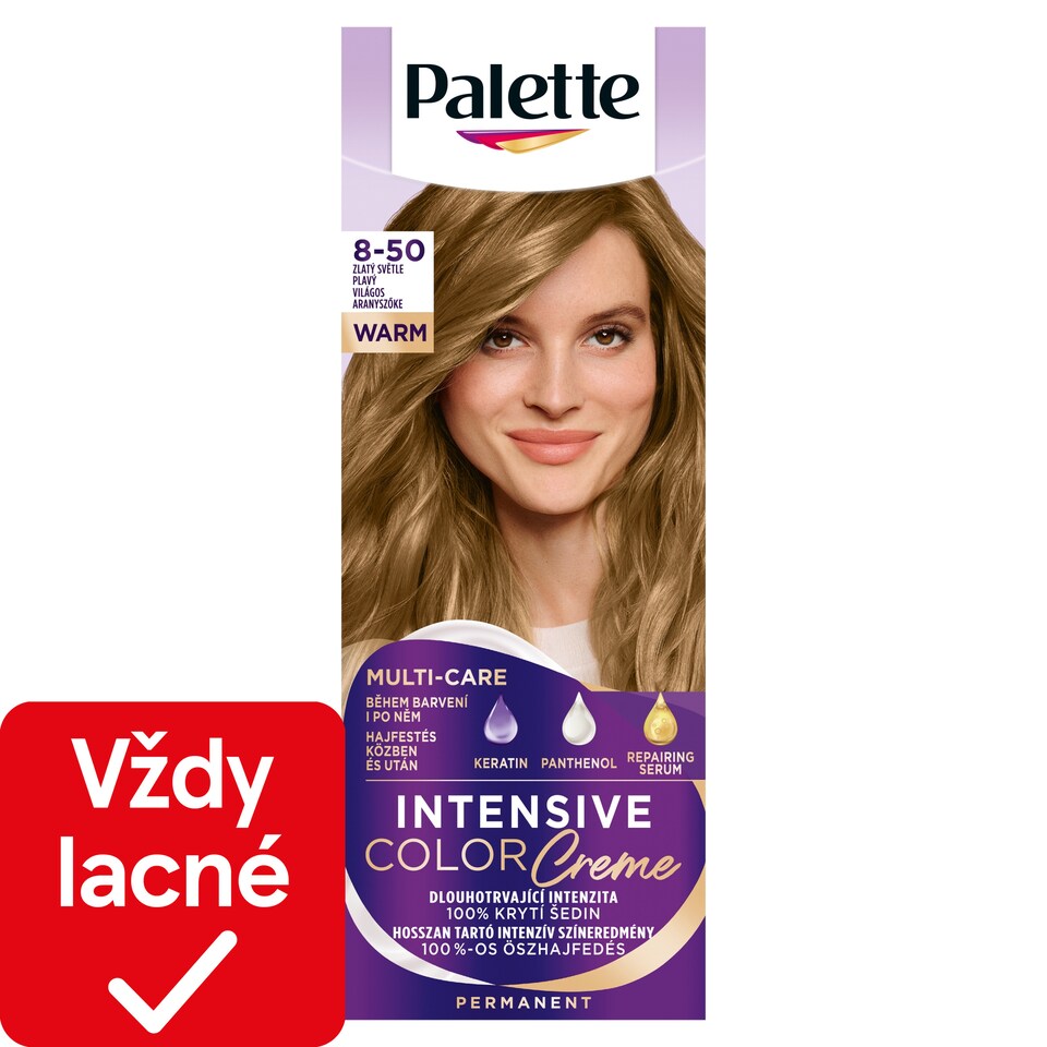 Palette Intensive Color Creme farba na vlasy zlatý svetlo plavý 8-50