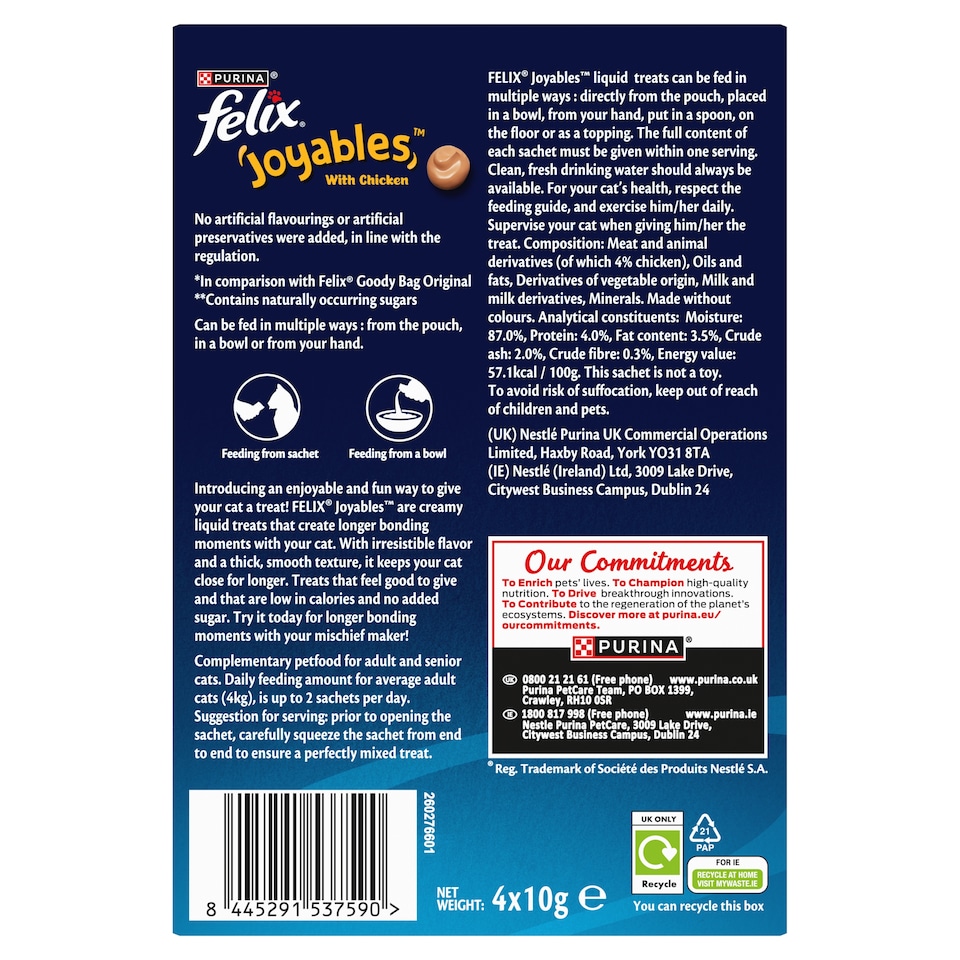 image 1 of Felix Joyables Chicken Liquid Cat Treat 4x10g