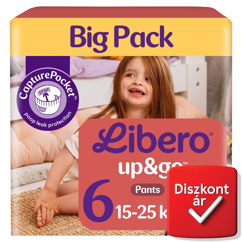 Libero Up&Go Big Pack bugyipelenka, méret: 6, 15-25 kg, 34 db  1. kép