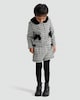 image 1 of F&F Girls 2-Piece Boucle Check Print Bow Jacket and Shorts Set in Multi Black White