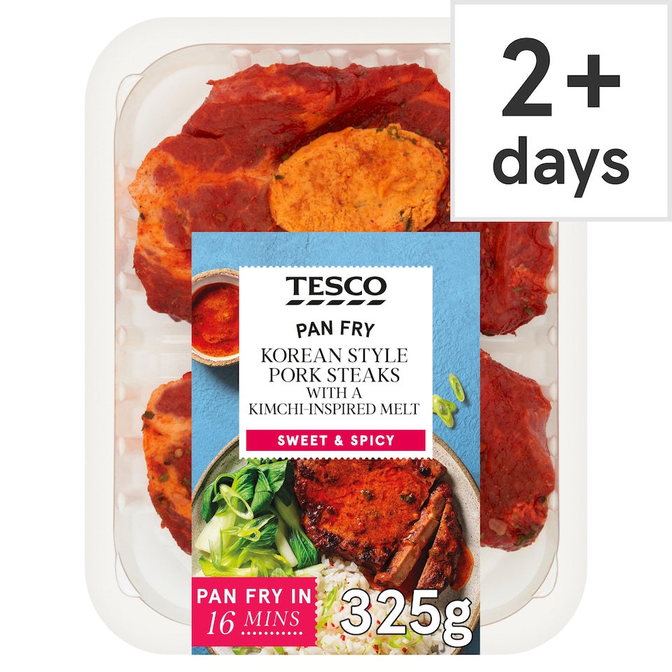 Tesco Pan Fry Korean Style Pork Steaks with a Kimchi Inspired Melt 325G