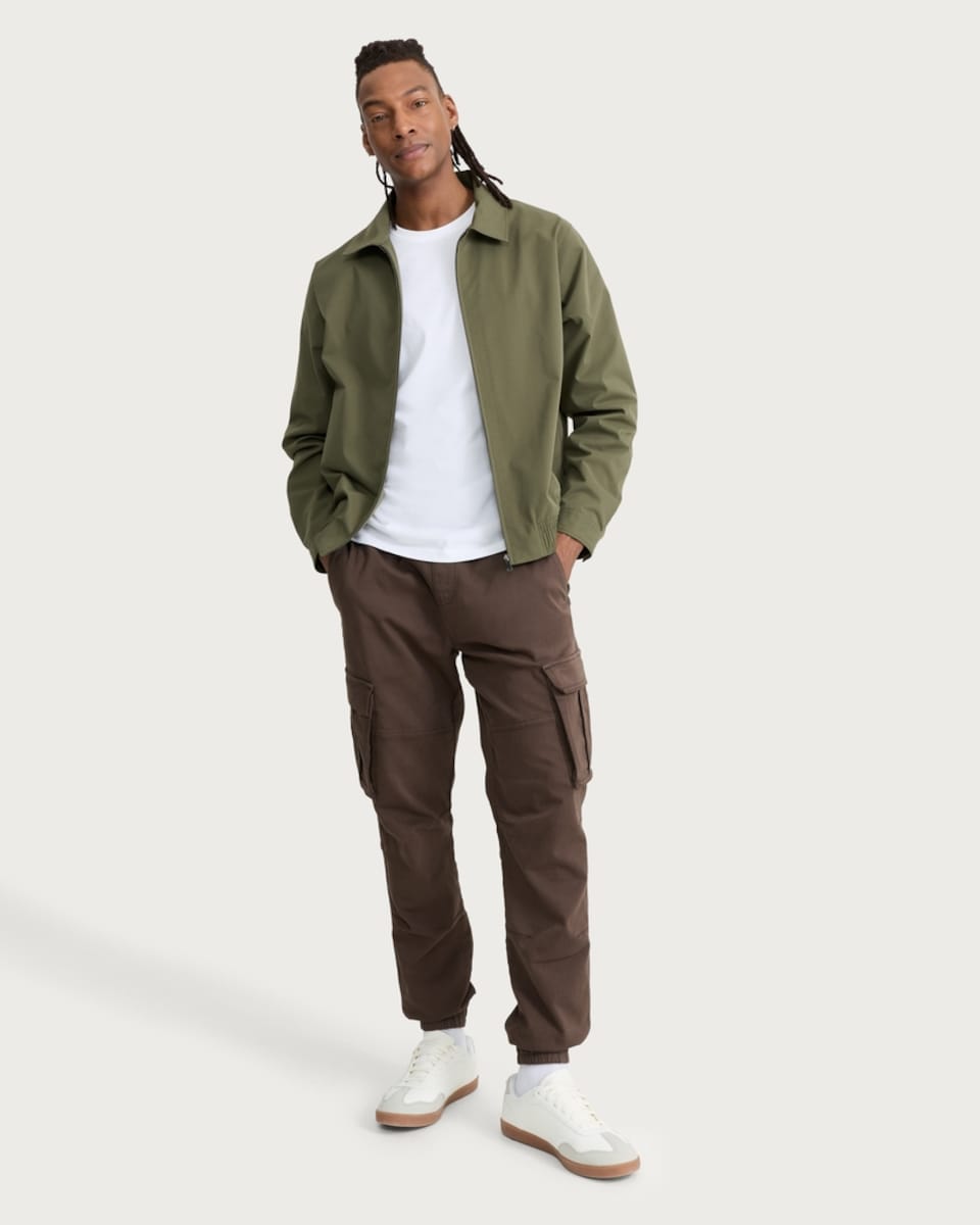 image 1 of F&F Cotton Rich Drawstring Cuffed Cargo Trousers in Brown